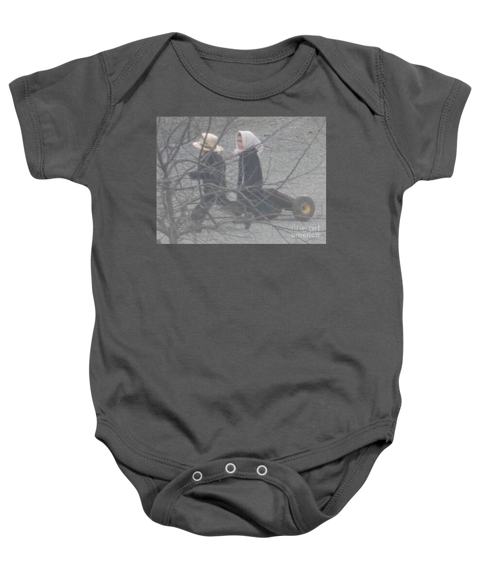 Amish Baby Onesie featuring the photograph Just Like Mom and Dad by Christine Clark