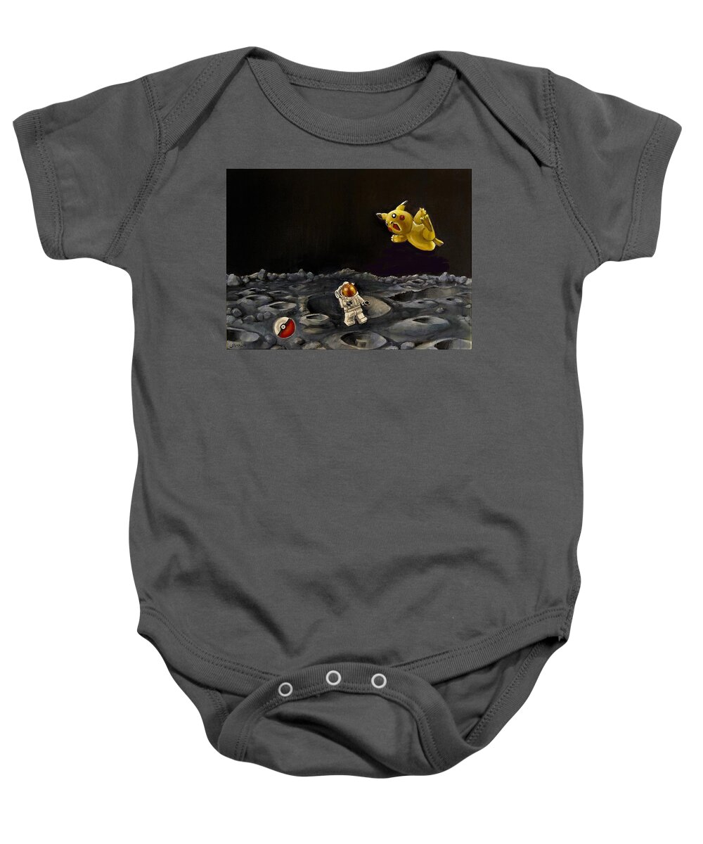 Pokeman Baby Onesie featuring the painting Just Trying to Get Back Home by Jean Cormier