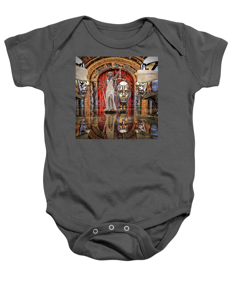 Lady Justice # Judicial Systems # Blindfold # A Balance # Sword # Female Figure # Lady Justice Artwork # Baby Onesie featuring the digital art Justice Is Blind by Louis Ferreira