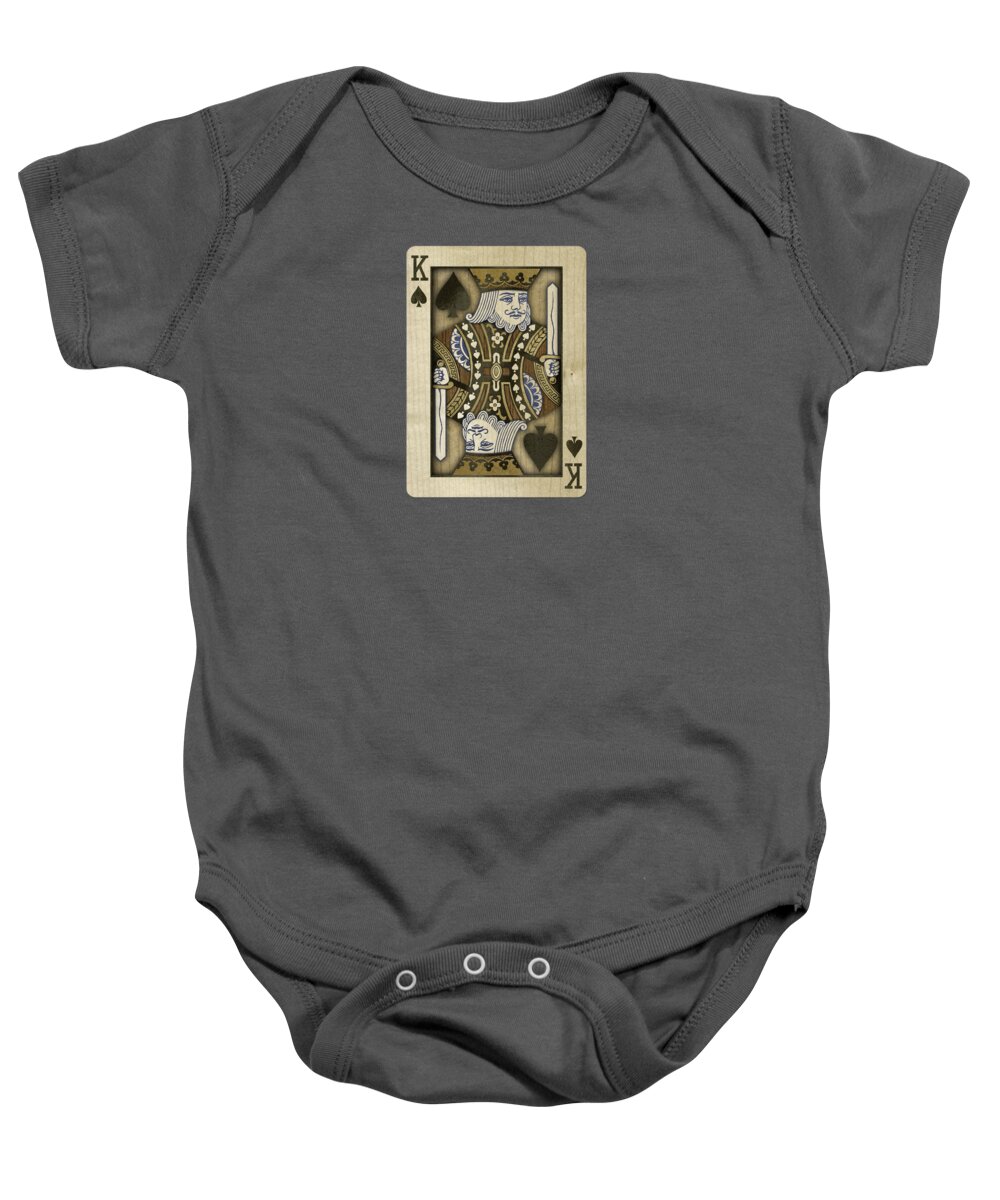 Black Baby Onesie featuring the photograph King of Spades in Wood by YoPedro