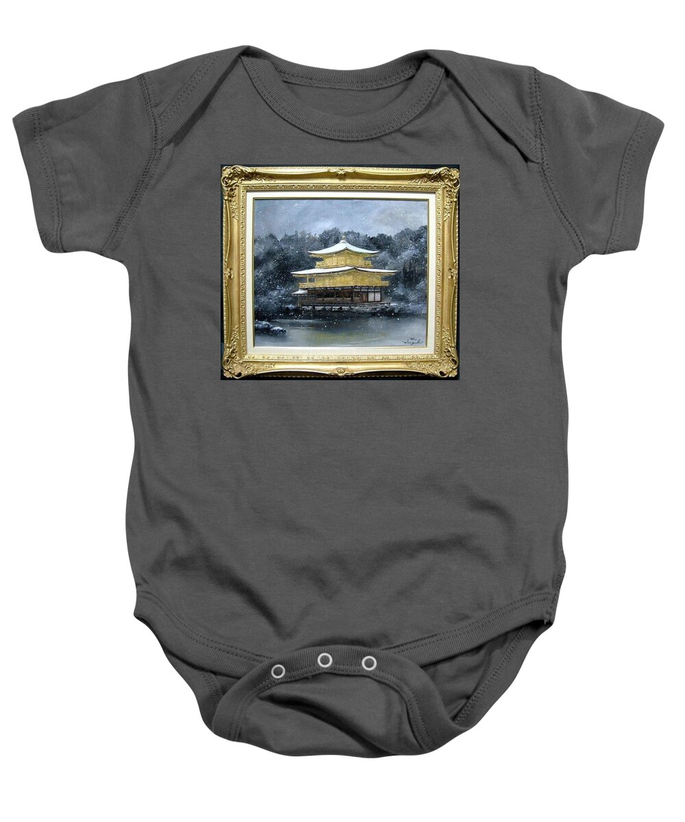  Baby Onesie featuring the painting Kinkakuji by Hiroyuki Suzuki