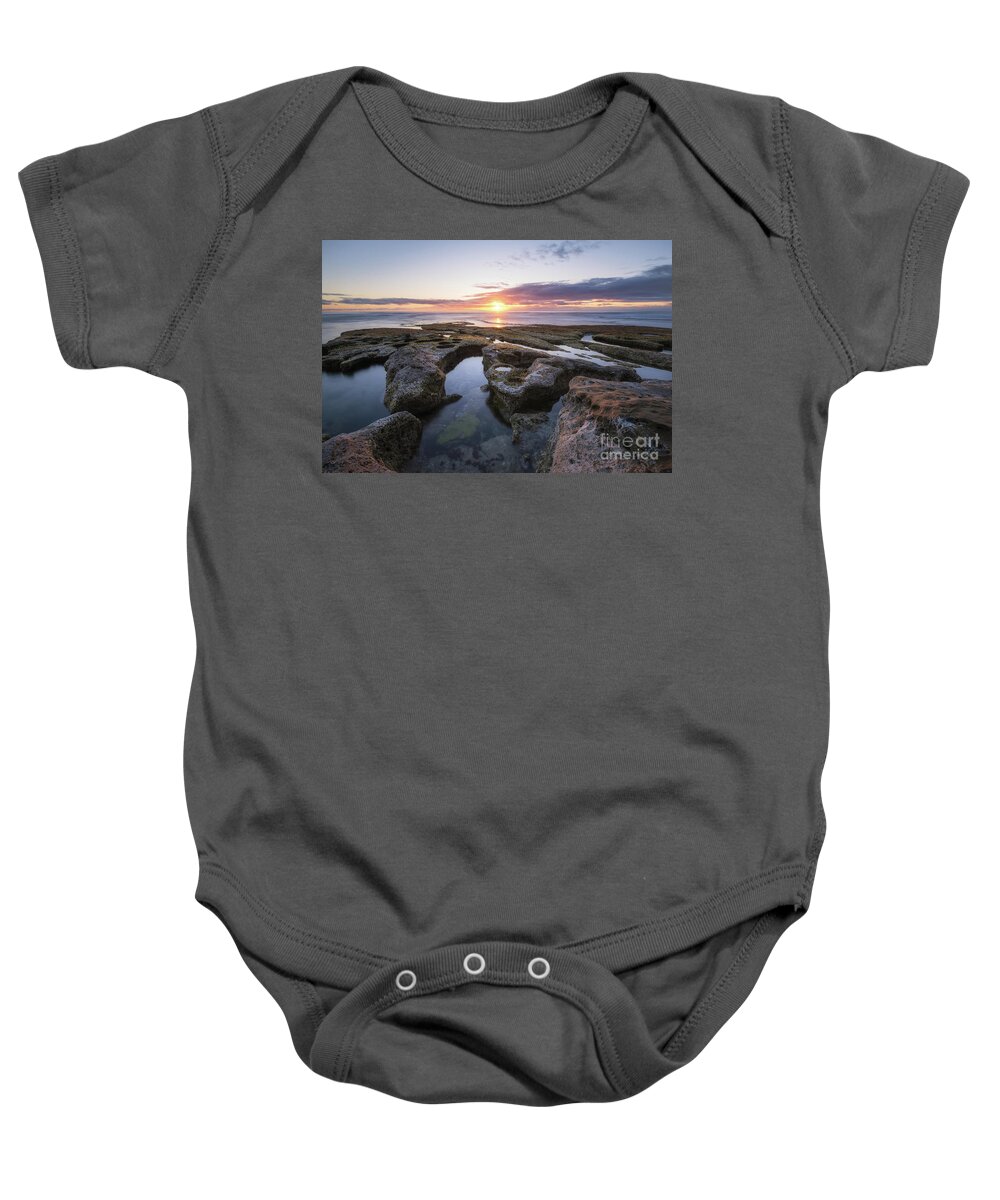 La Jolla Baby Onesie featuring the photograph La Jolla Tide Pool Sunset by Michael Ver Sprill