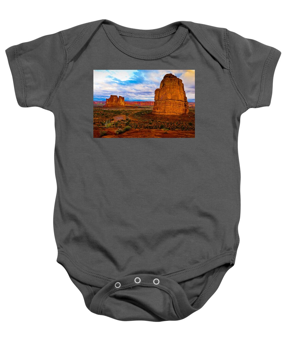 La Sal Mountains Baby Onesie featuring the photograph La Sal Daylight by Harry Spitz