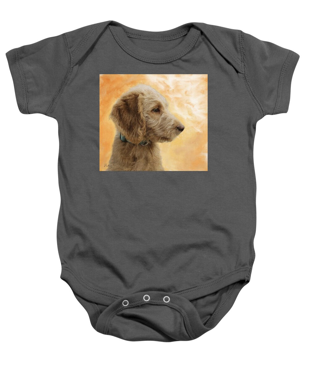 Puppy Baby Onesie featuring the painting Labradoodle Puppy by Diane Chandler