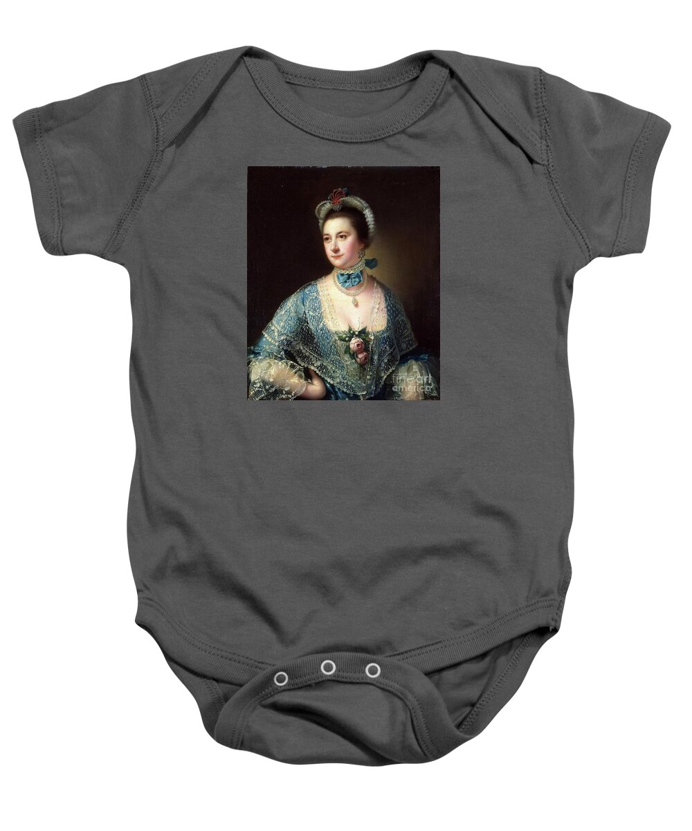 C.1760 Lady In Blue Baby Onesie featuring the painting Lady In Blue by MotionAge Designs