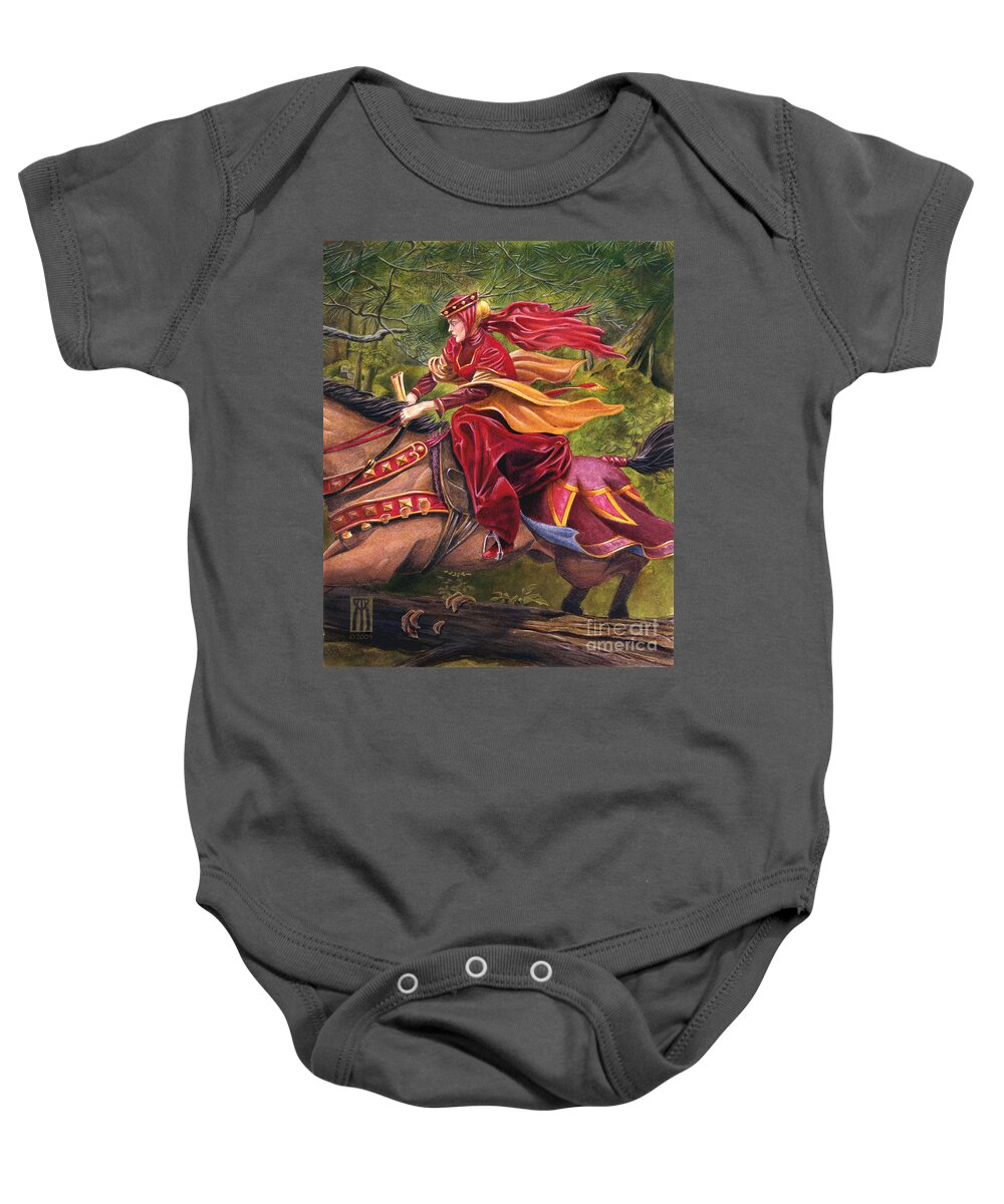 Camelot Baby Onesie featuring the painting Lady Lunete by Melissa A Benson
