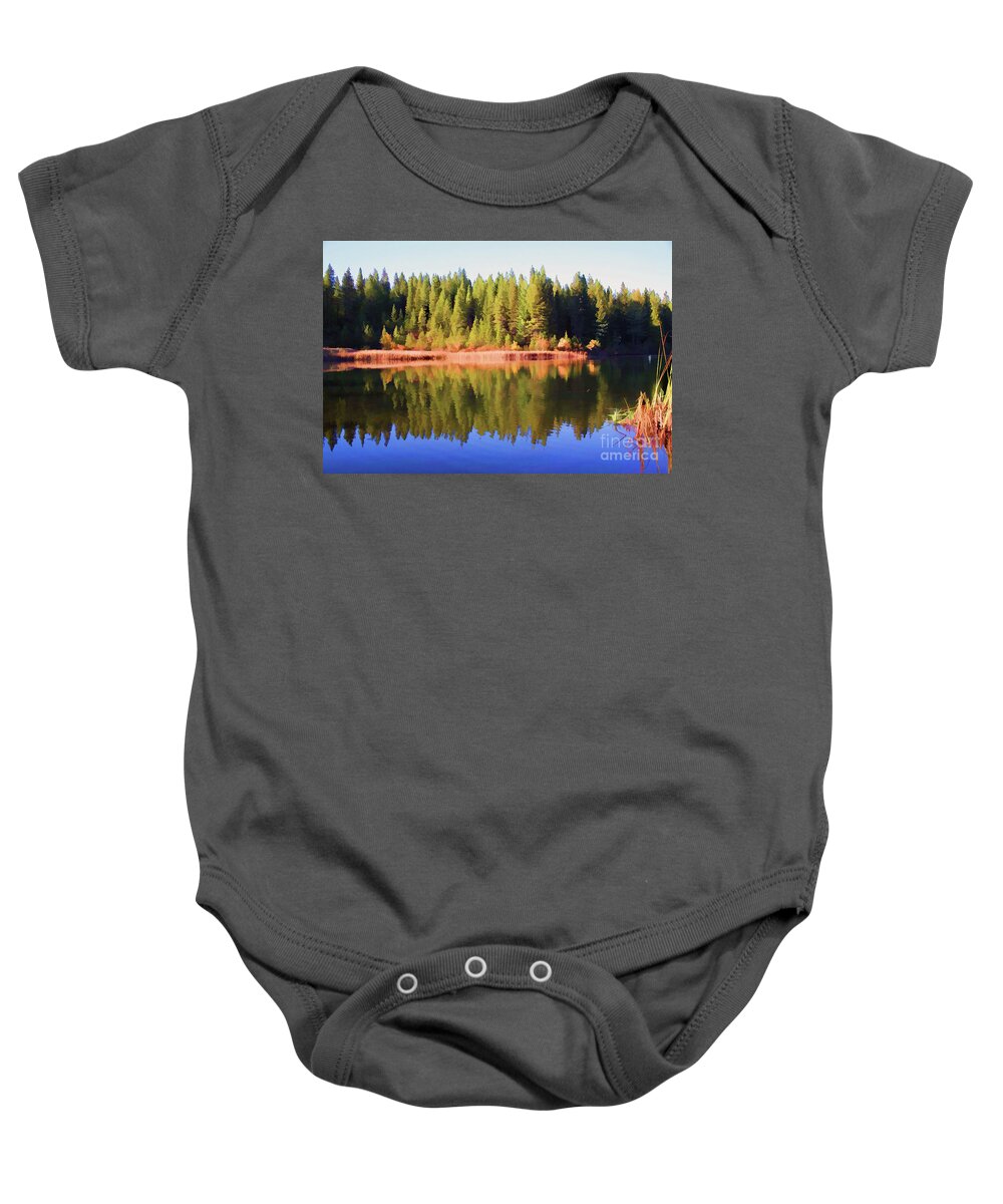 Landscape Baby Onesie featuring the photograph Lake Calveras County Ca by Chuck Kuhn