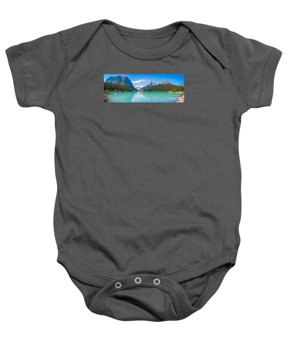 Alberta Baby Onesie featuring the photograph Lake Louise mountain lake by JR Photography