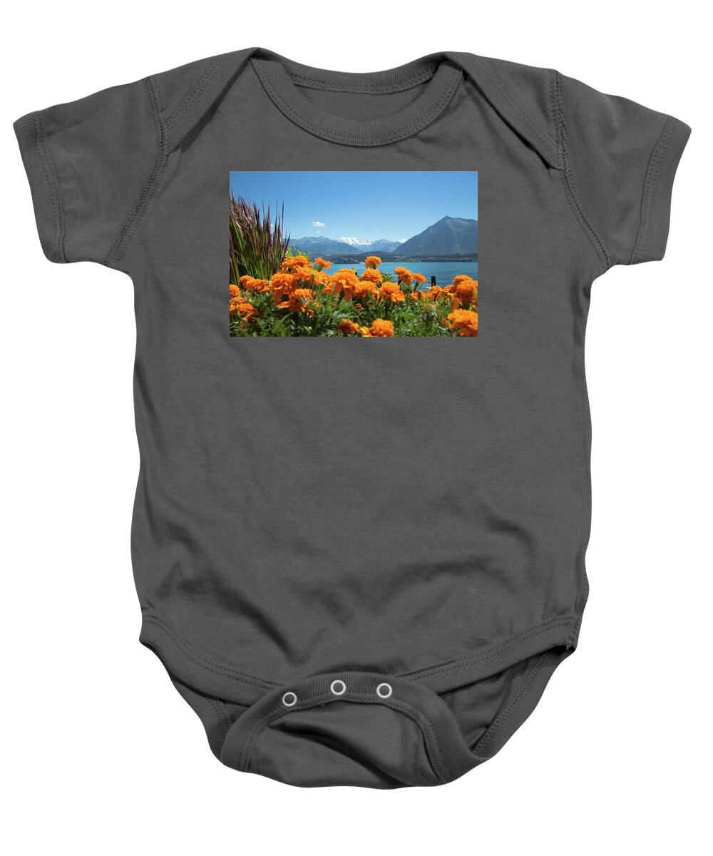 Lake Baby Onesie featuring the photograph Lake Thunersee by Andy Myatt