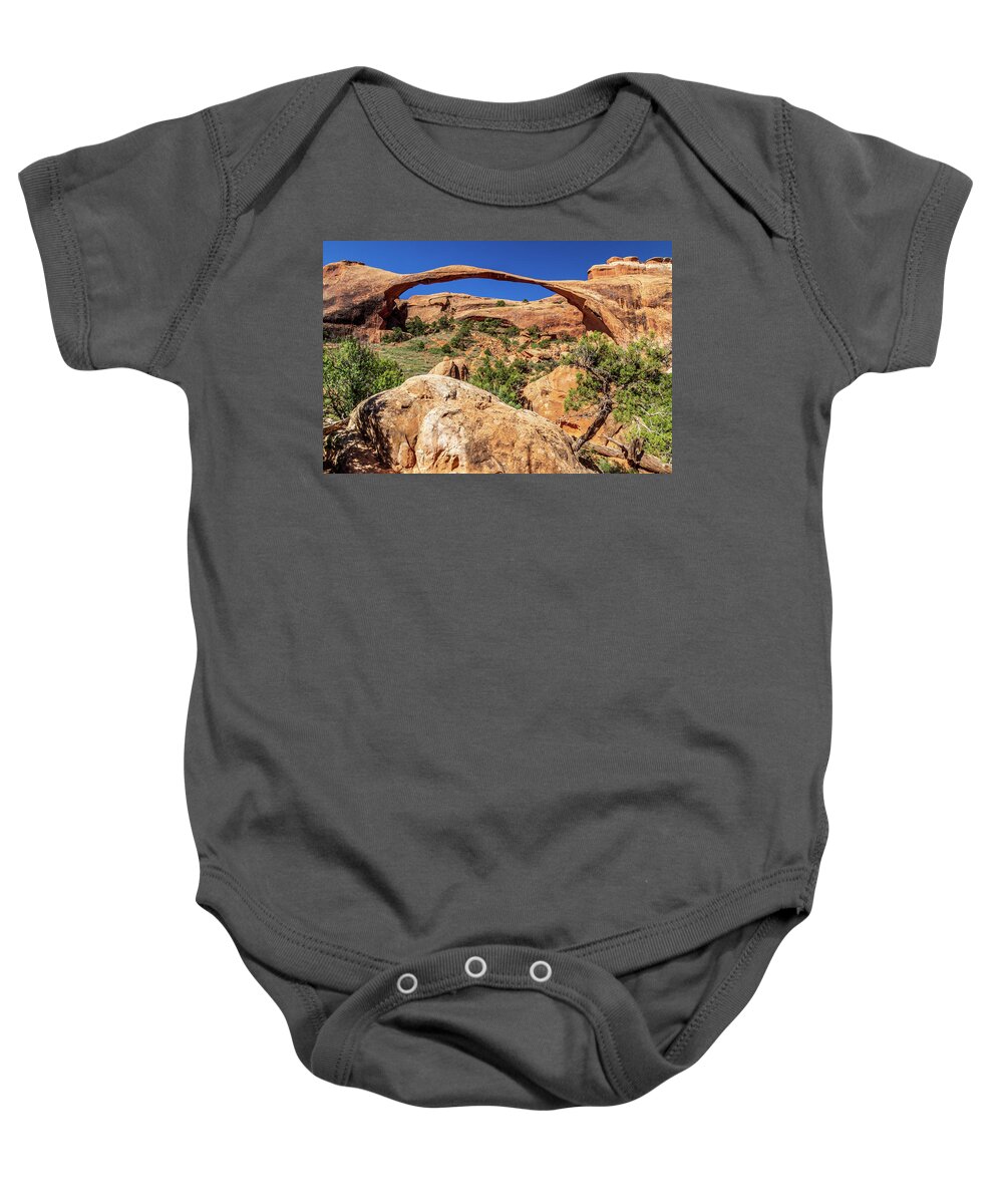 Arch Baby Onesie featuring the photograph Landscape Arch by Peter Tellone