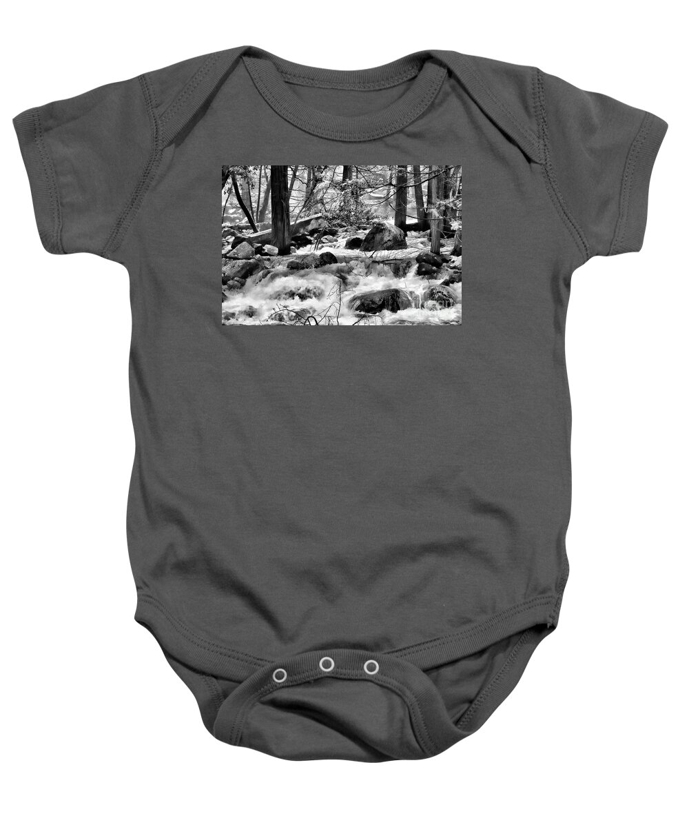 Yosemite Baby Onesie featuring the photograph Landscape Water BW Yosemite by Chuck Kuhn