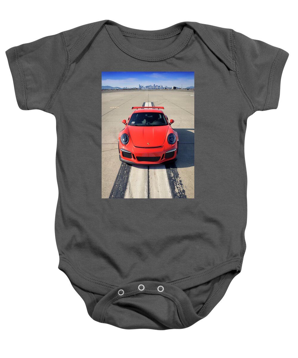 Cars Baby Onesie featuring the photograph Lava Orange #Porsche 911 #GT3RS #Print by ItzKirb Photography