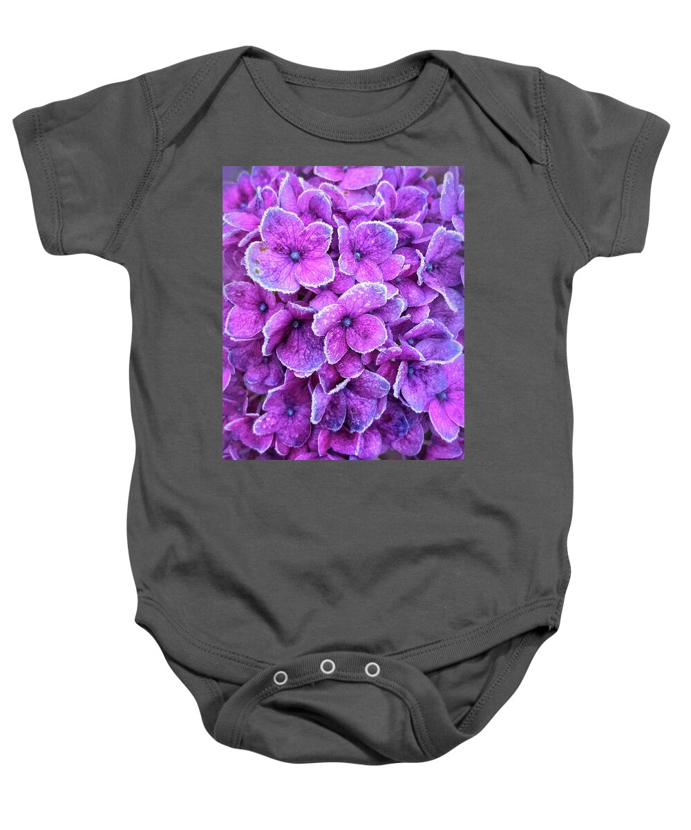 Delphinium Baby Onesie featuring the photograph Lavender Ice by Jill Love