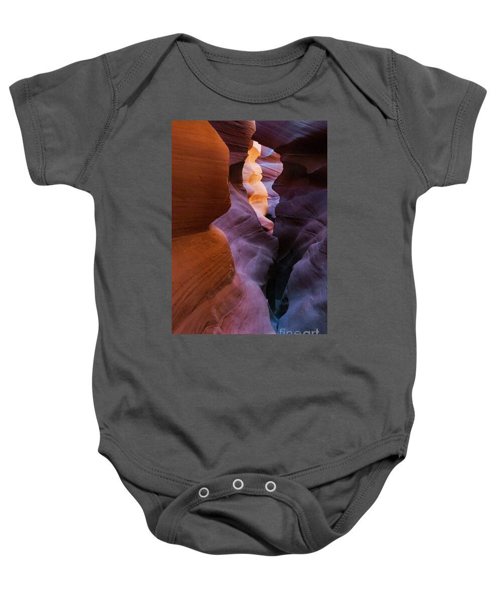 Antelope Canyon Baby Onesie featuring the photograph Layers of the Heart, Antelope Canyon AZ by Joanne West