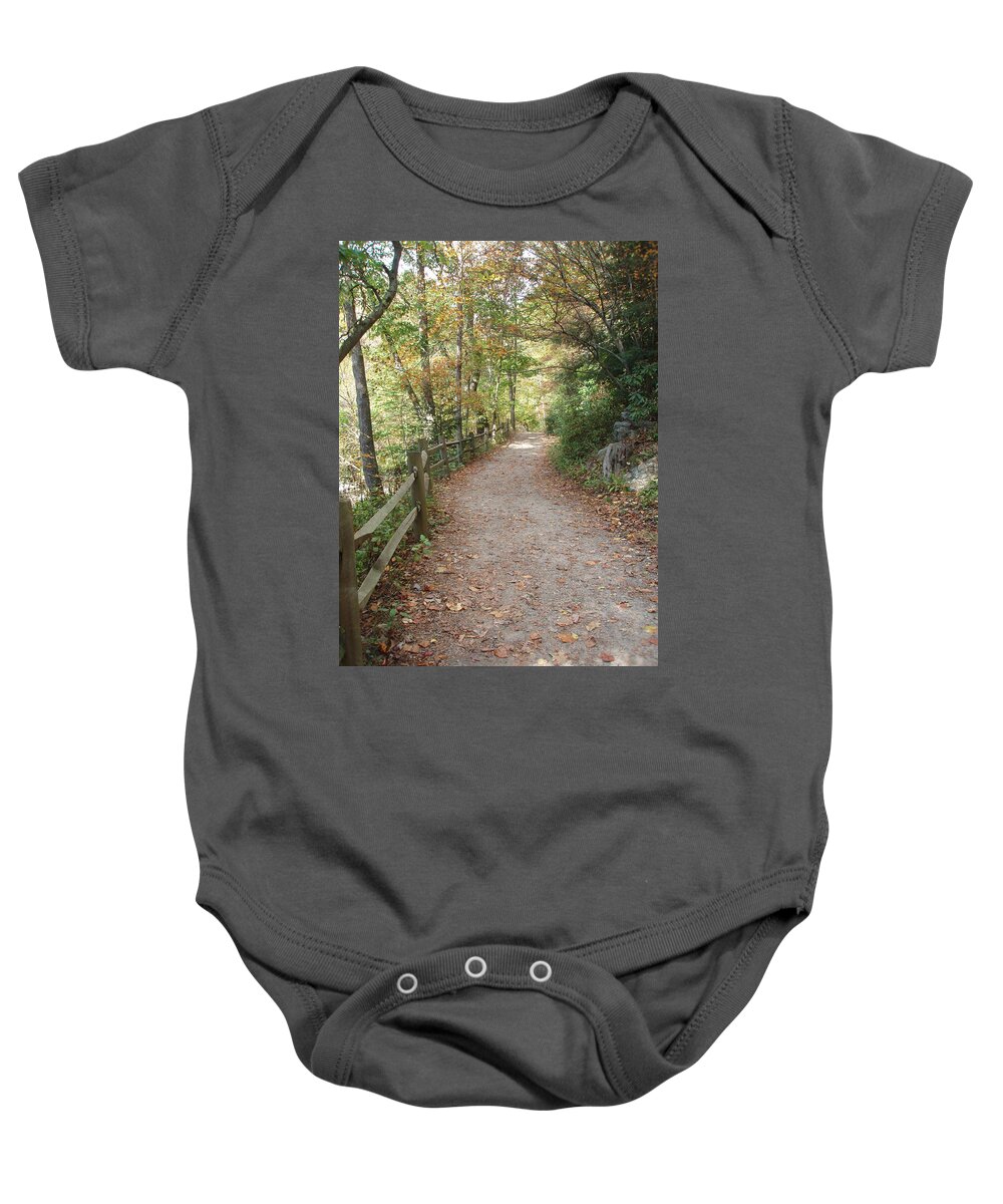 Path Baby Onesie featuring the photograph Leisurely Walks Calm The Soul by Allen Nice-Webb
