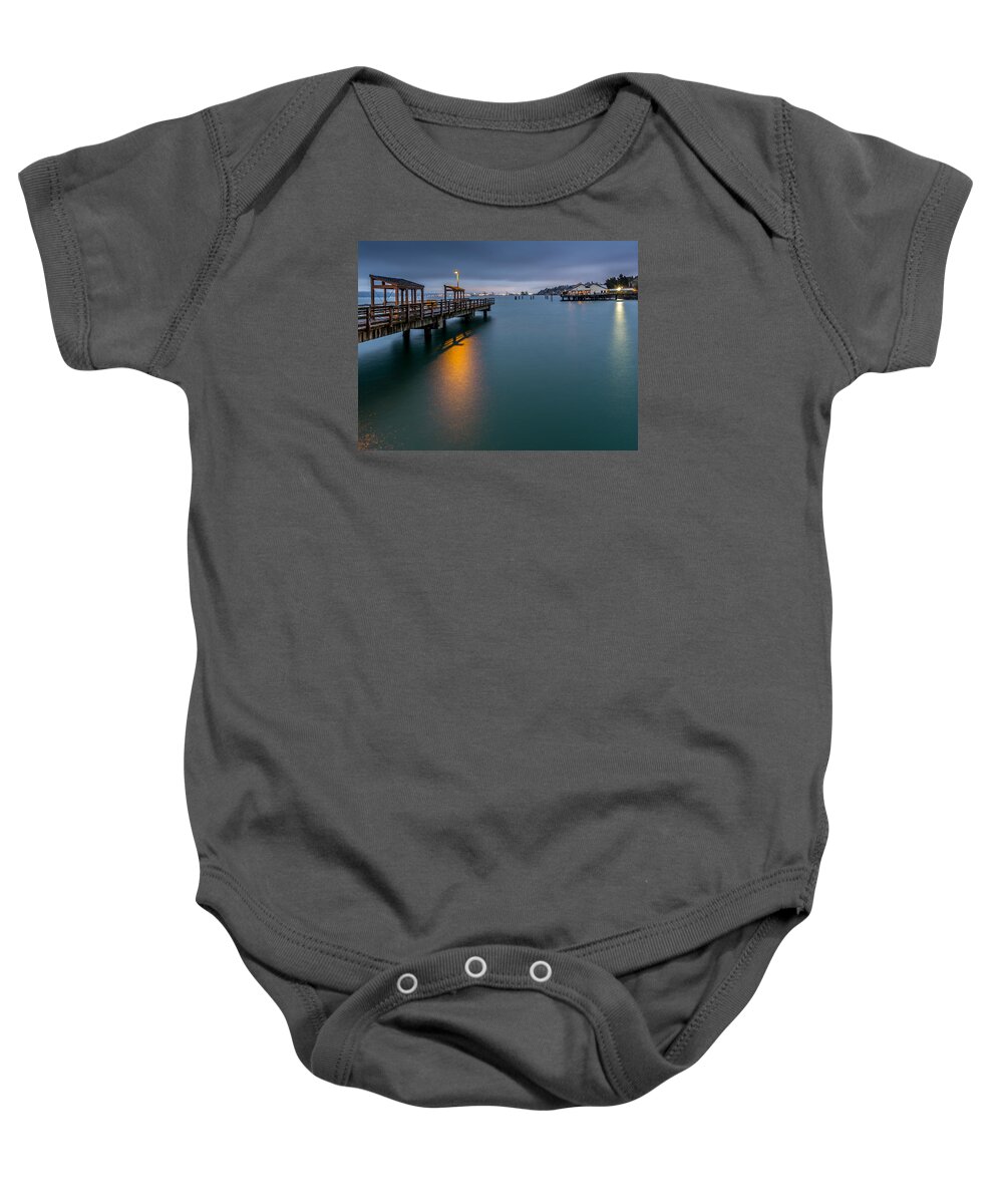 Less Baby Onesie featuring the photograph Less Davis Pier Commencement Bay by Rob Green