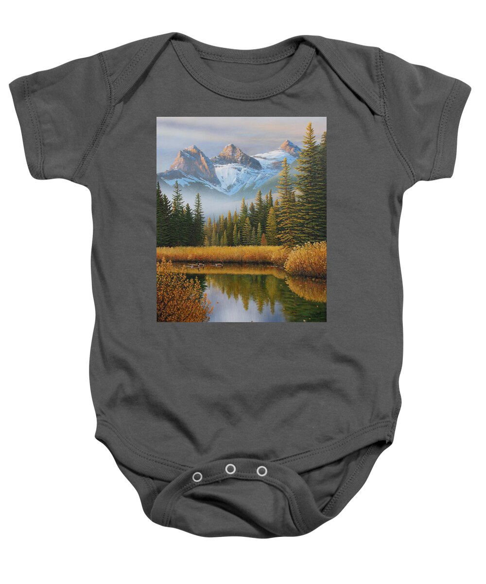 Landscape Baby Onesie featuring the painting Let there be Light by Jake Vandenbrink