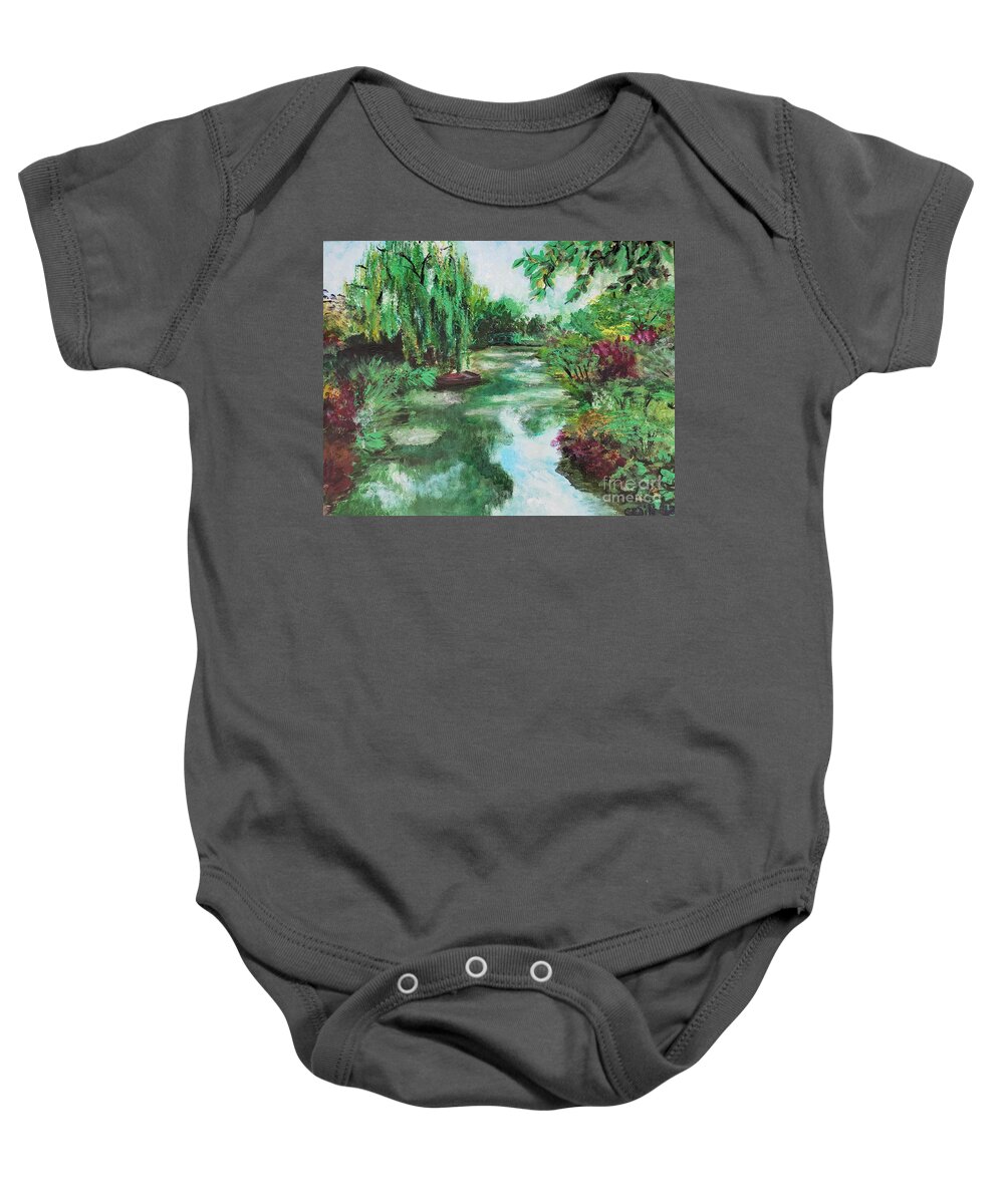 Nature Baby Onesie featuring the painting L'etang de Claude Monet, Giverny, France by C E Dill