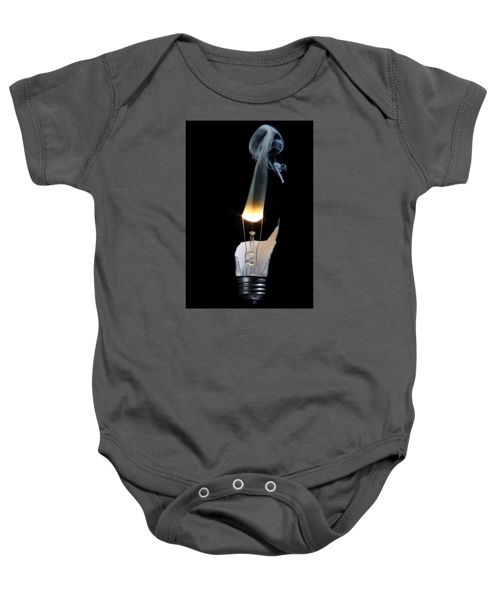 Bulb Baby Onesie featuring the photograph Light and Smoke by Robert Och