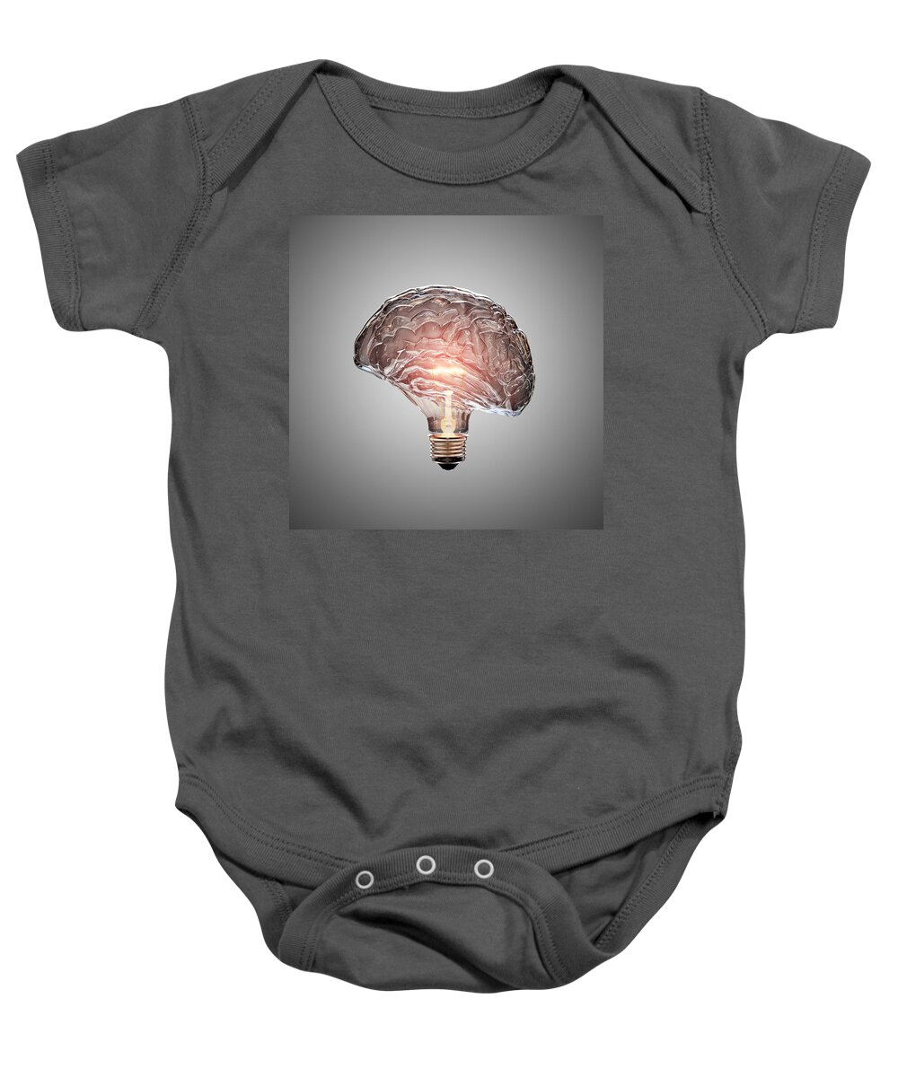 Light Baby Onesie featuring the photograph Light Bulb Brain by Johan Swanepoel