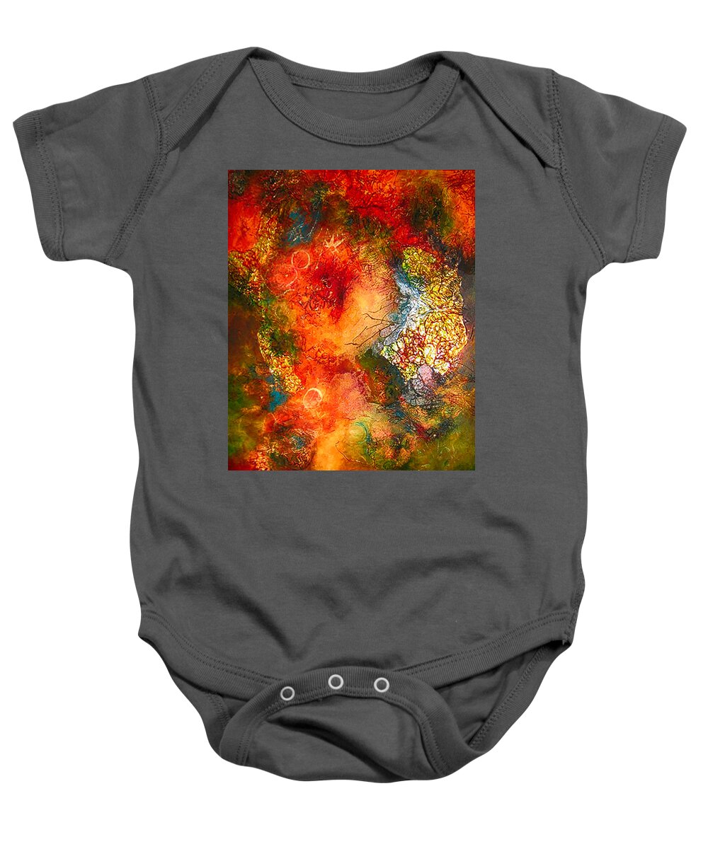 Cosmos Baby Onesie featuring the mixed media Lightning in the Cosmos by Gerry Delongchamp