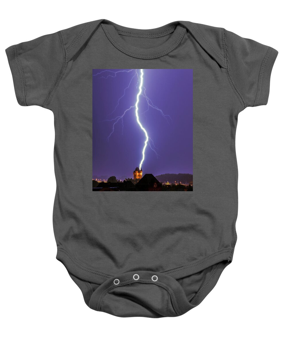 Lightning Baby Onesie featuring the photograph Lightning Strike by Marc Braner