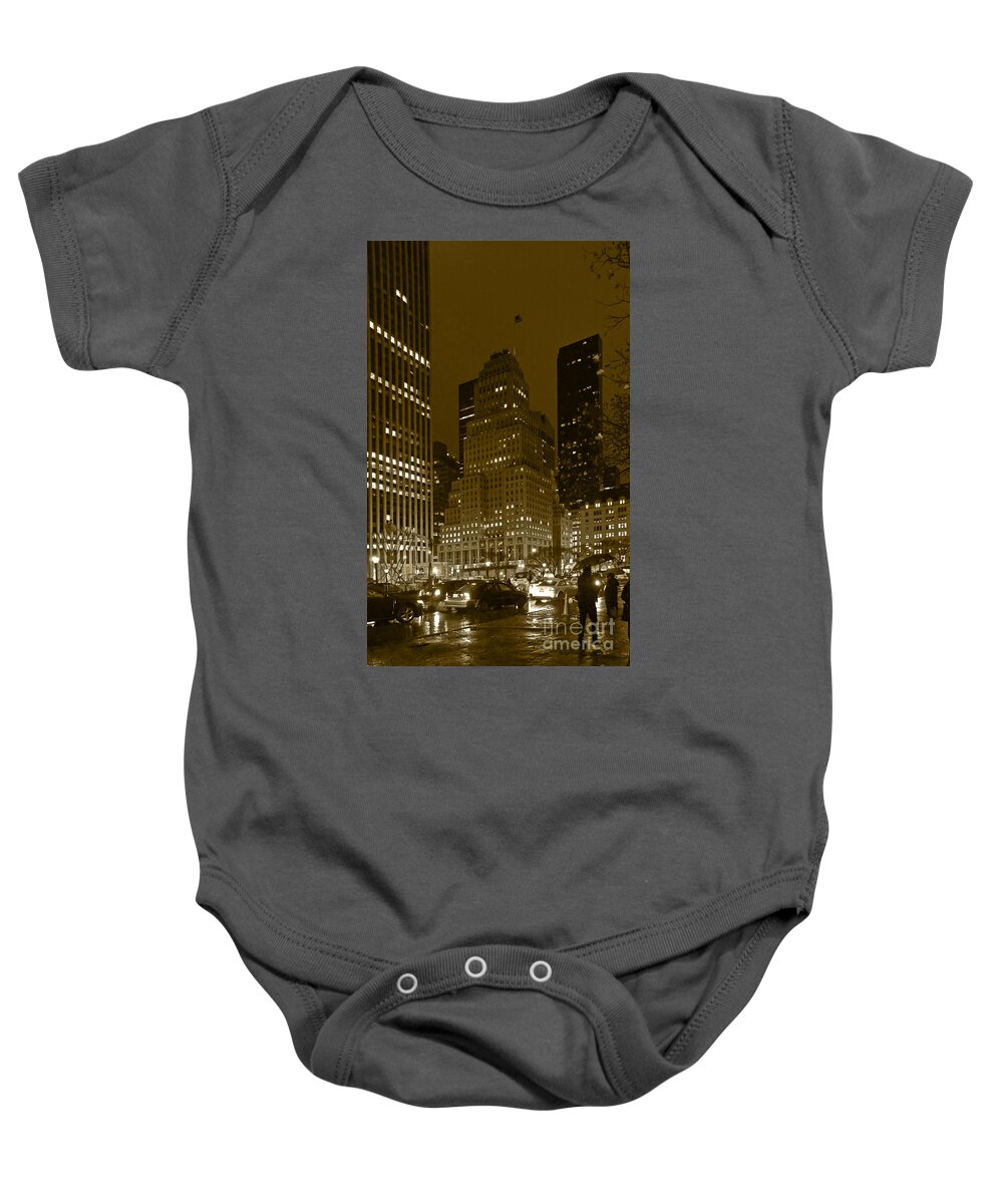 5th Ave. Lights Baby Onesie featuring the photograph Lights of 5th Ave. by Elena Perelman