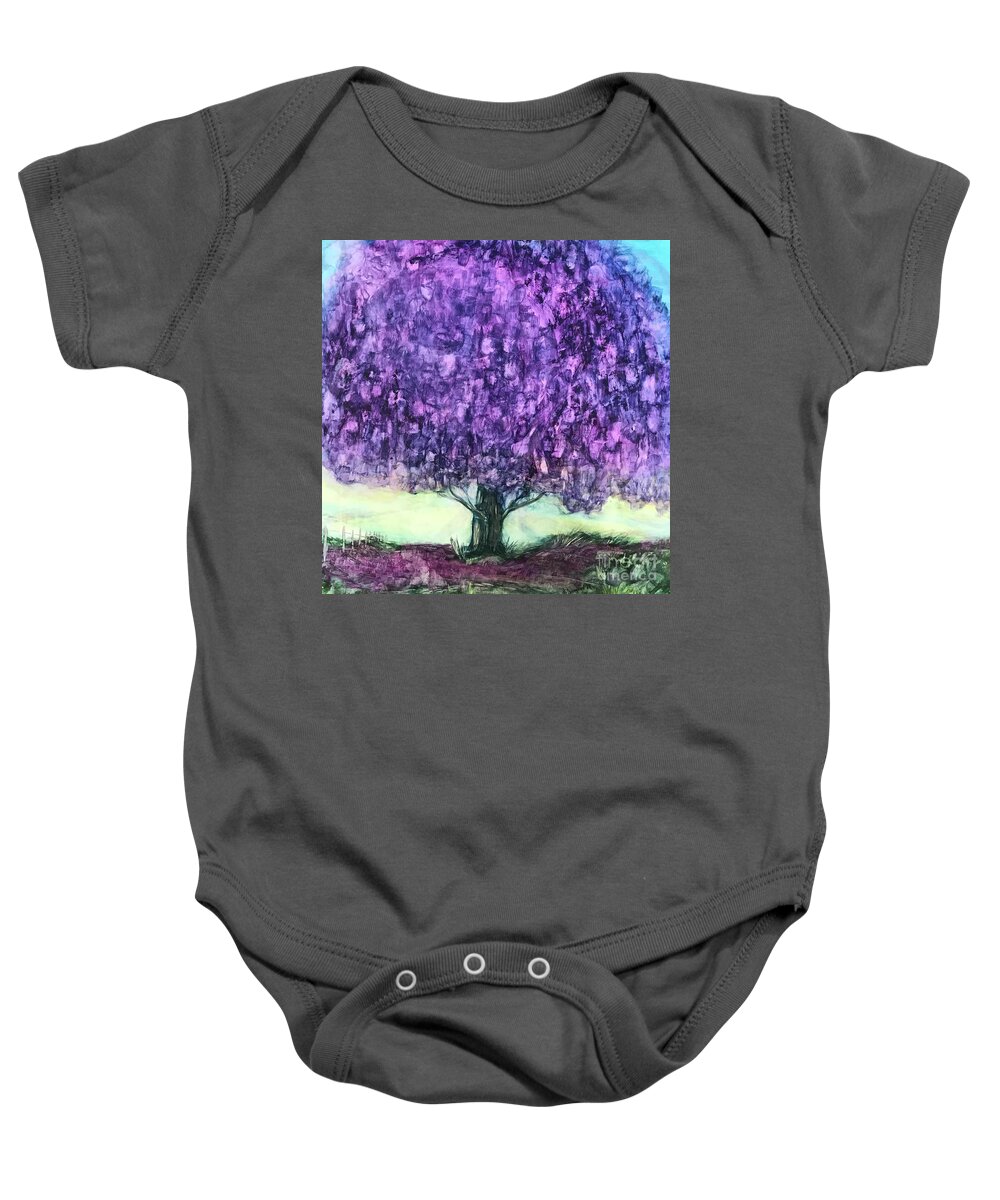 Jacaranda Baby Onesie featuring the painting Lilac Tree by Patty Donoghue