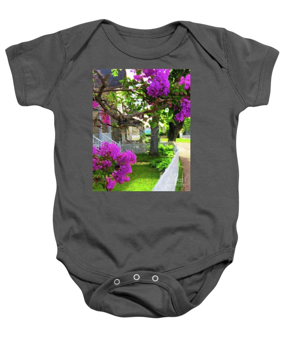 Traditional Art Baby Onesie featuring the painting Lilacs In Bloom by Desiree Paquette