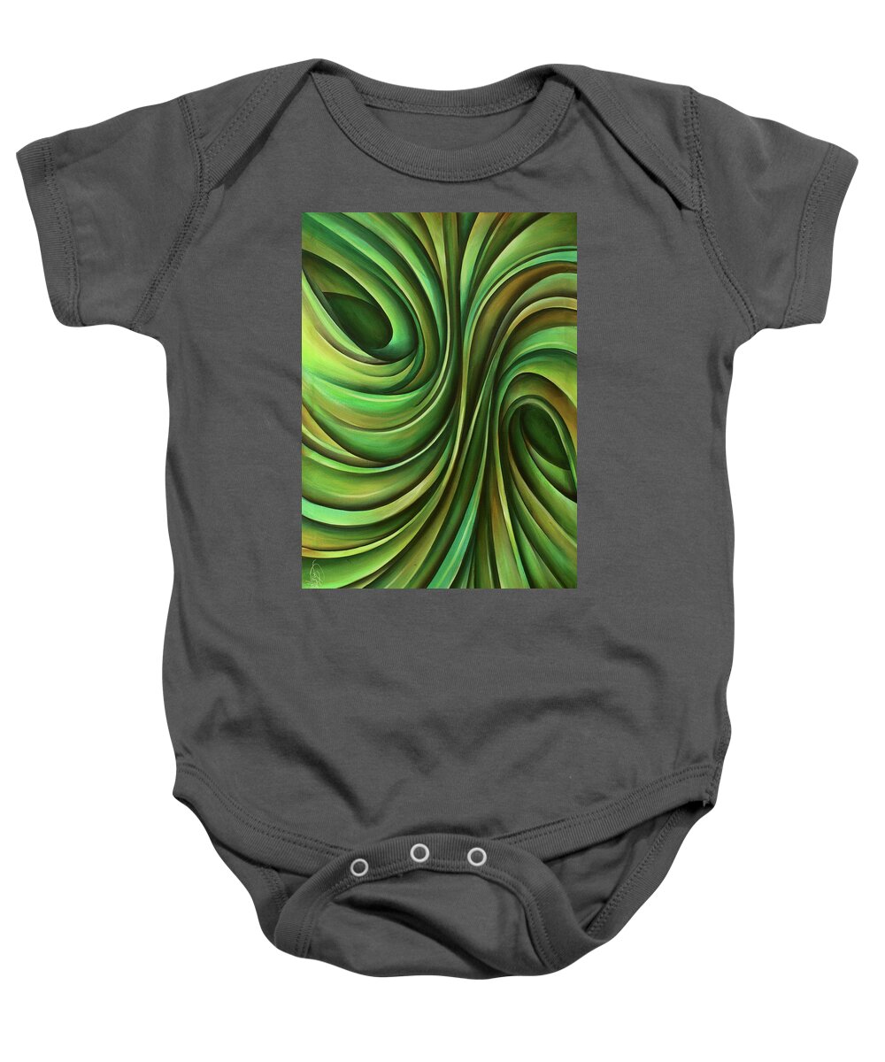 Abstract Baby Onesie featuring the painting 'Lime' by Michael Lang