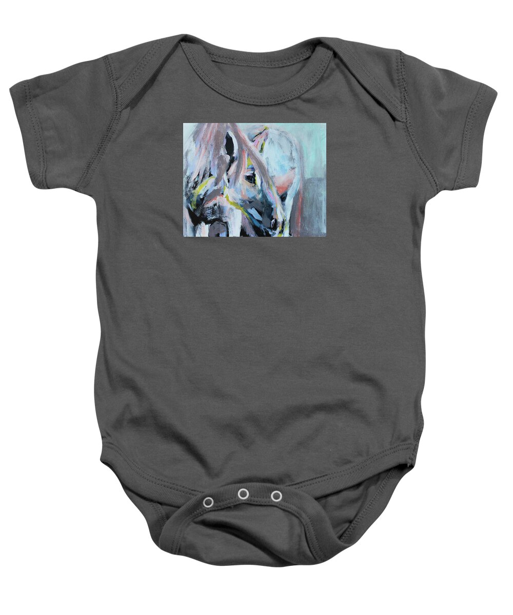 Horse Baby Onesie featuring the painting Listen by Claudia Schoen