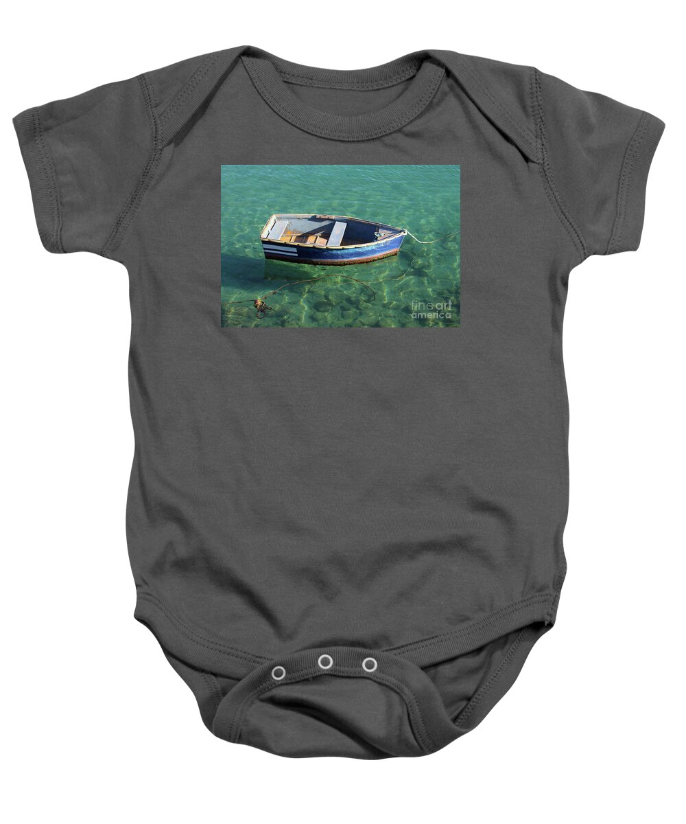 Blue Baby Onesie featuring the photograph Little Blue Boat by Eddie Barron
