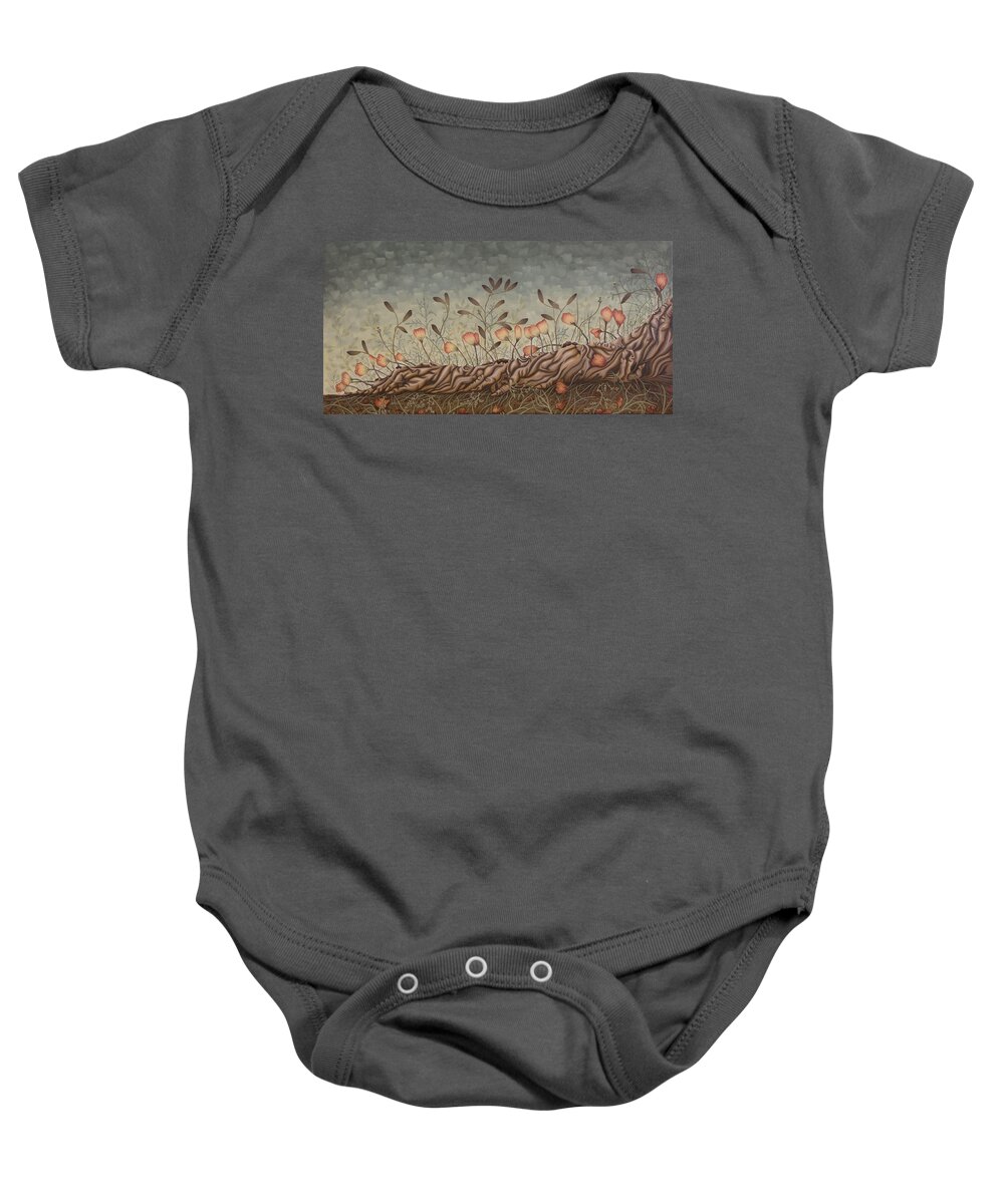 Sex Baby Onesie featuring the painting Little Gods by Judy Henninger
