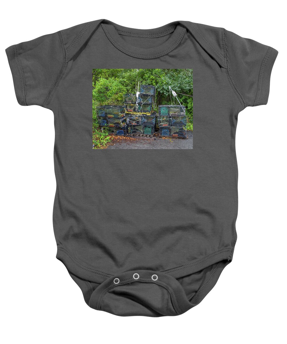 Seafood Baby Onesie featuring the photograph Lobster Traps by Kevin Craft