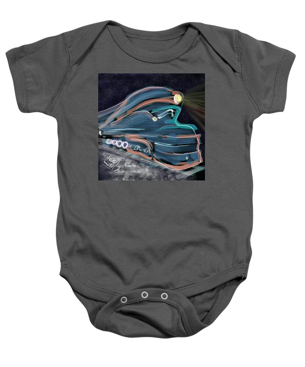 Train Baby Onesie featuring the mixed media Locomotion by Jason Nicholas