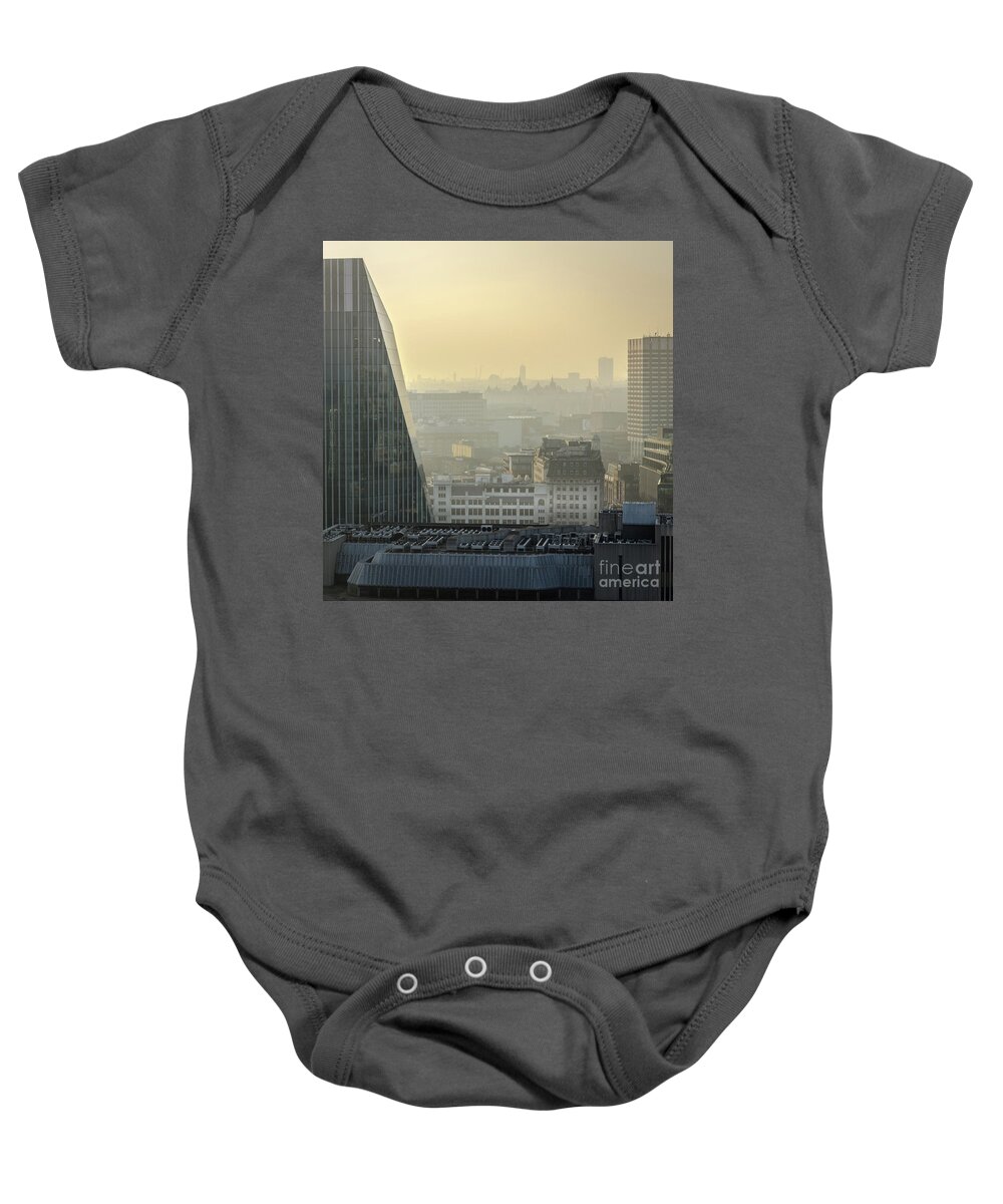 London Baby Onesie featuring the photograph London's Rooftops by Perry Rodriguez