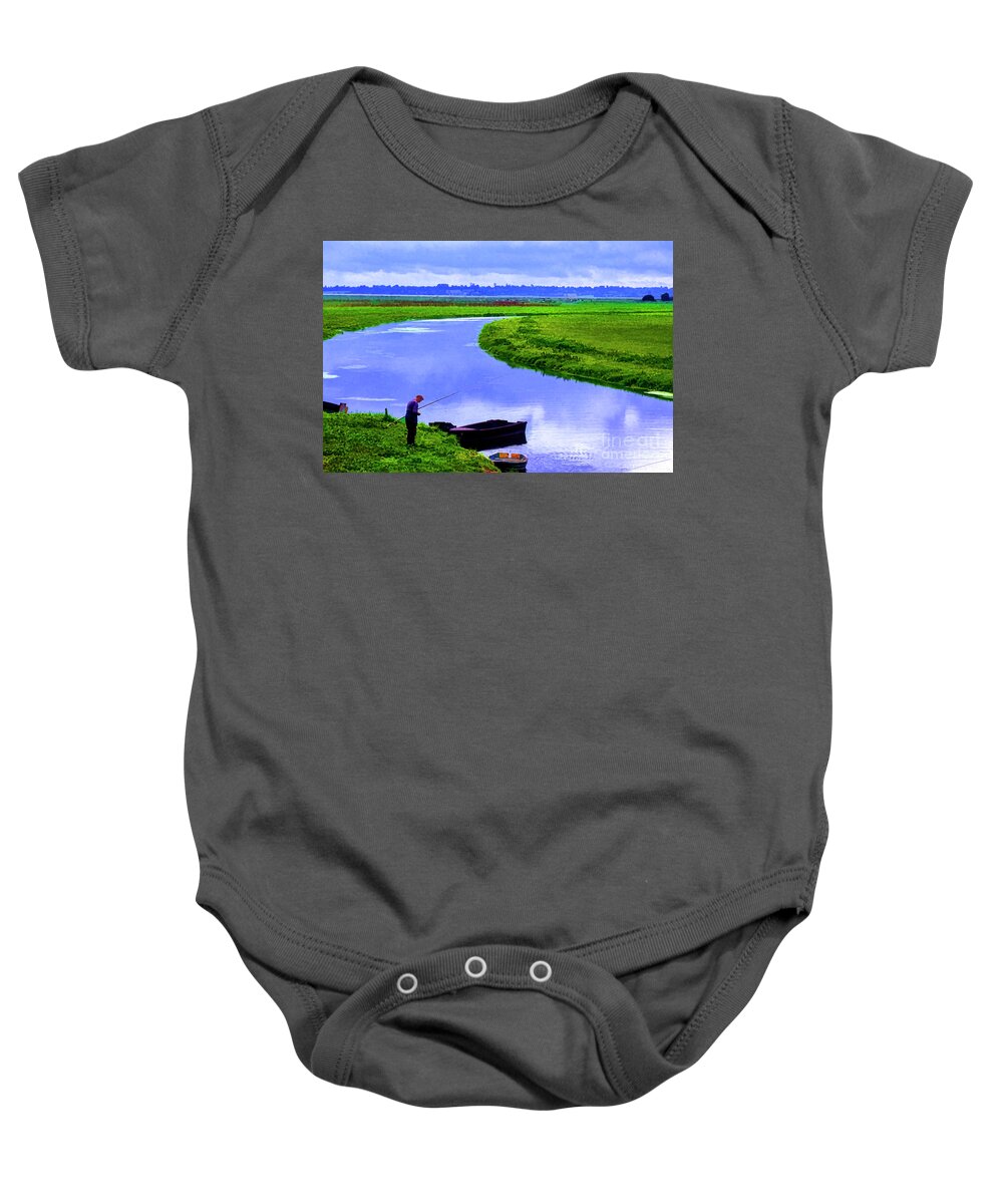 Rural France Baby Onesie featuring the photograph Lone Fisher by Rick Bragan