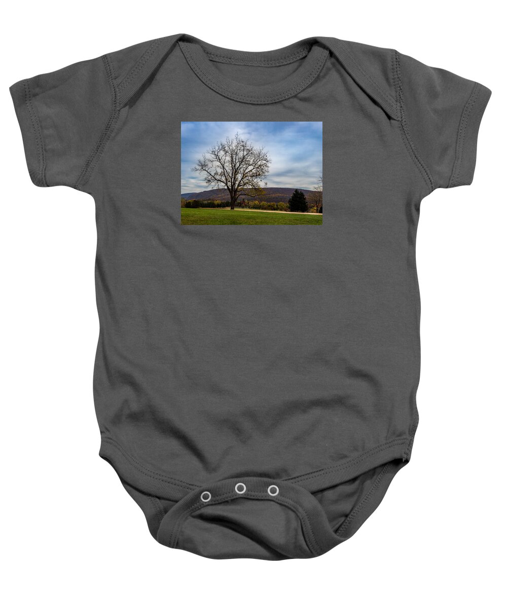Bolivar Baby Onesie featuring the photograph Lone Tree by Ed Clark
