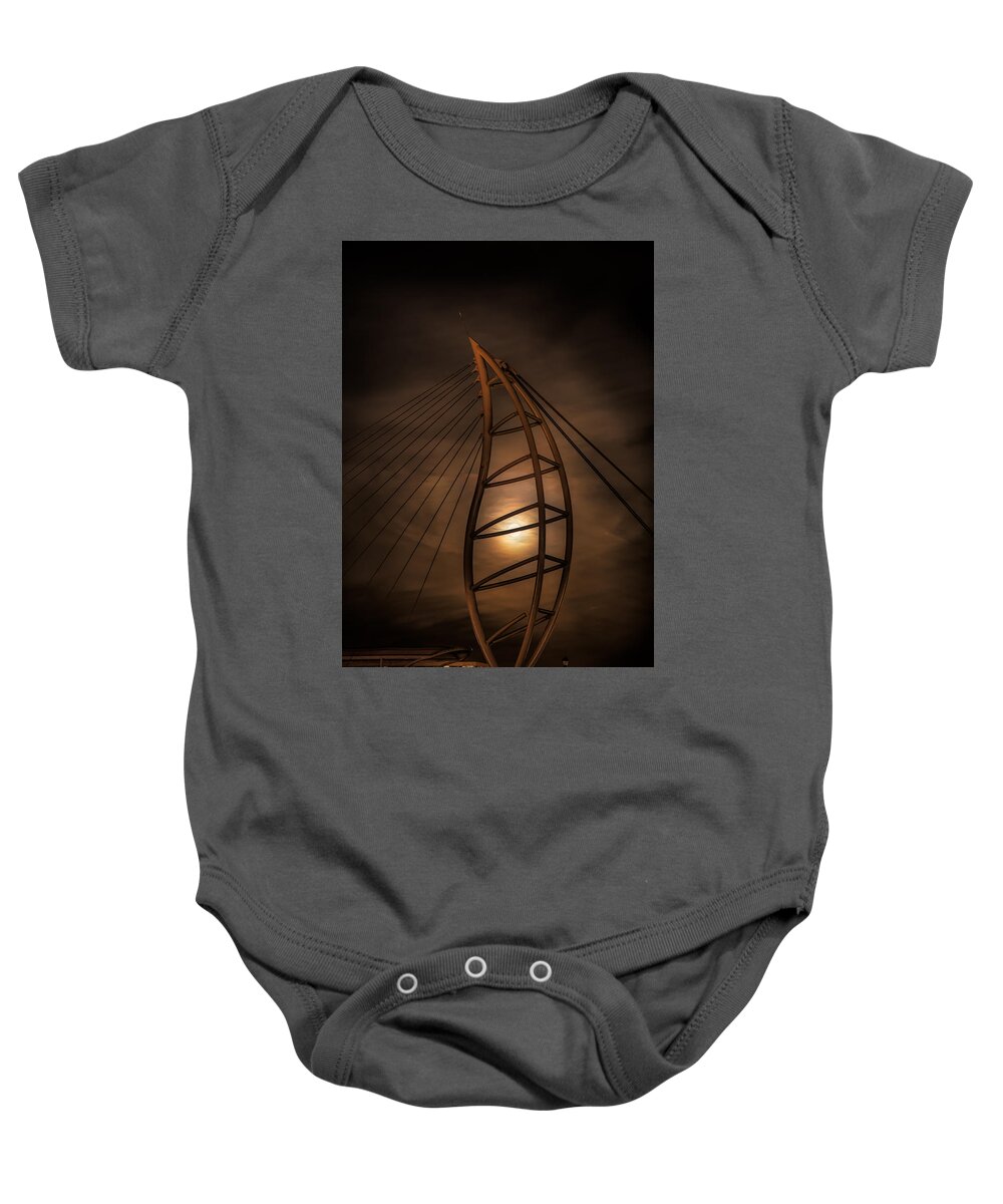 Blue Moon Baby Onesie featuring the photograph Lone Tree Moon by Kristal Kraft