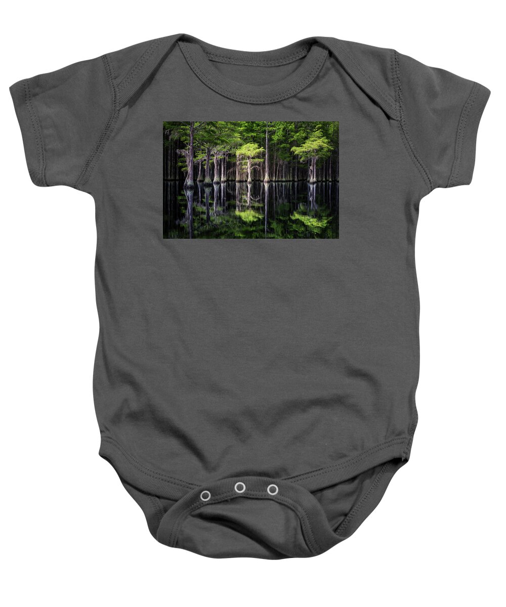 Abstract Baby Onesie featuring the photograph Lonely Cypress by Alex Mironyuk