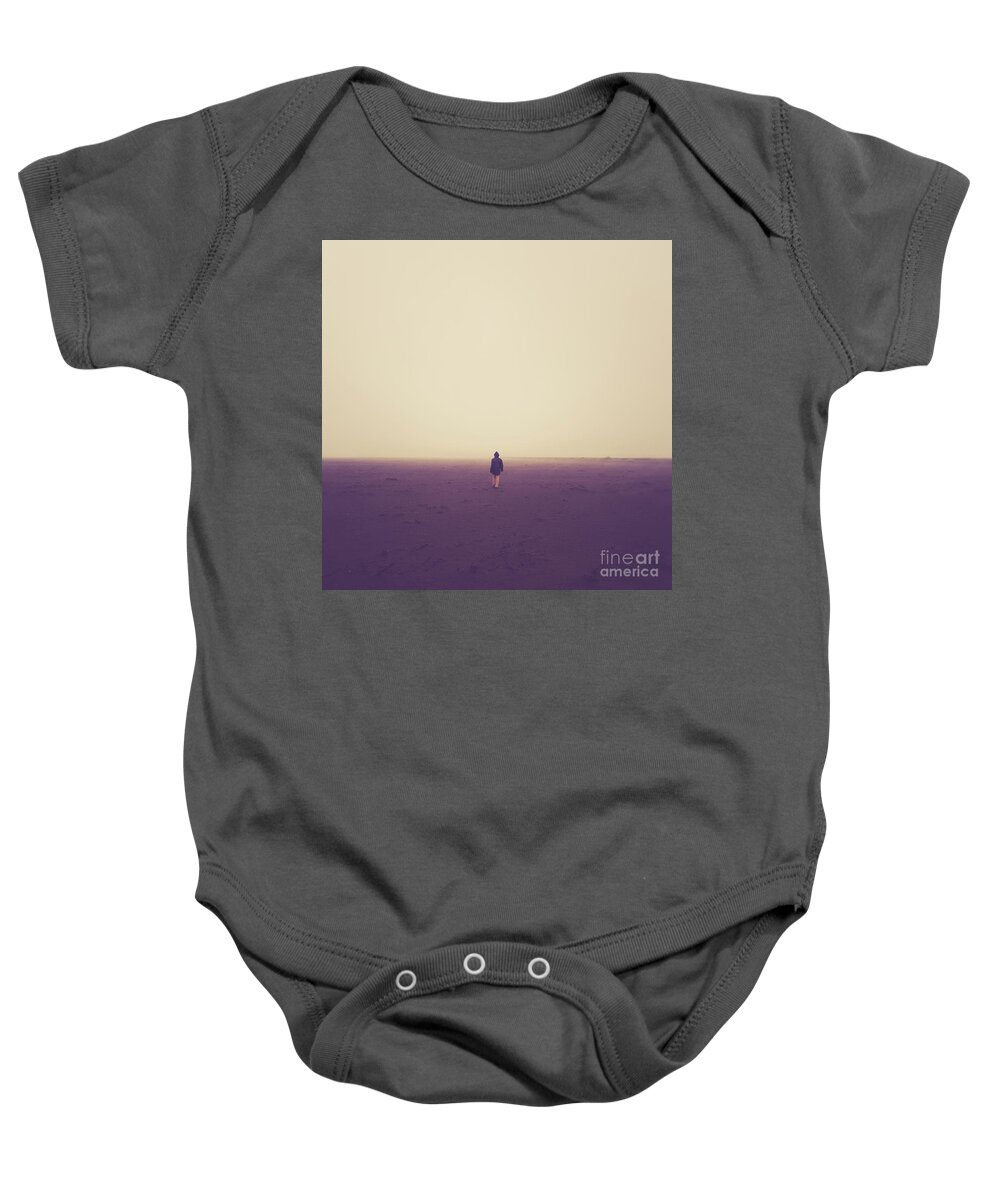 Iceland Baby Onesie featuring the photograph Lonely Hiker Iceland Square Format by Edward Fielding