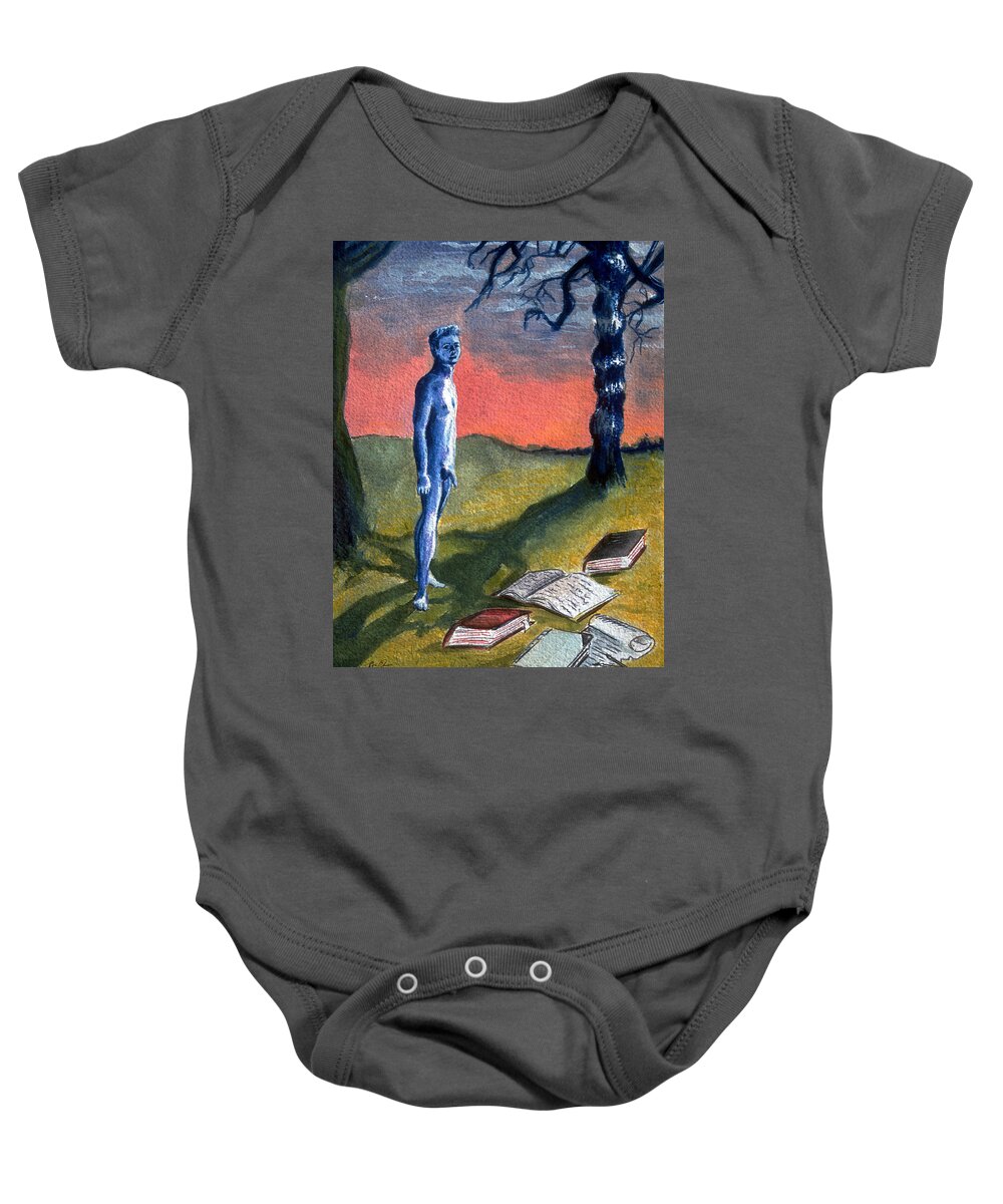 Lost Boy Baby Onesie featuring the painting Lost by Rene Capone