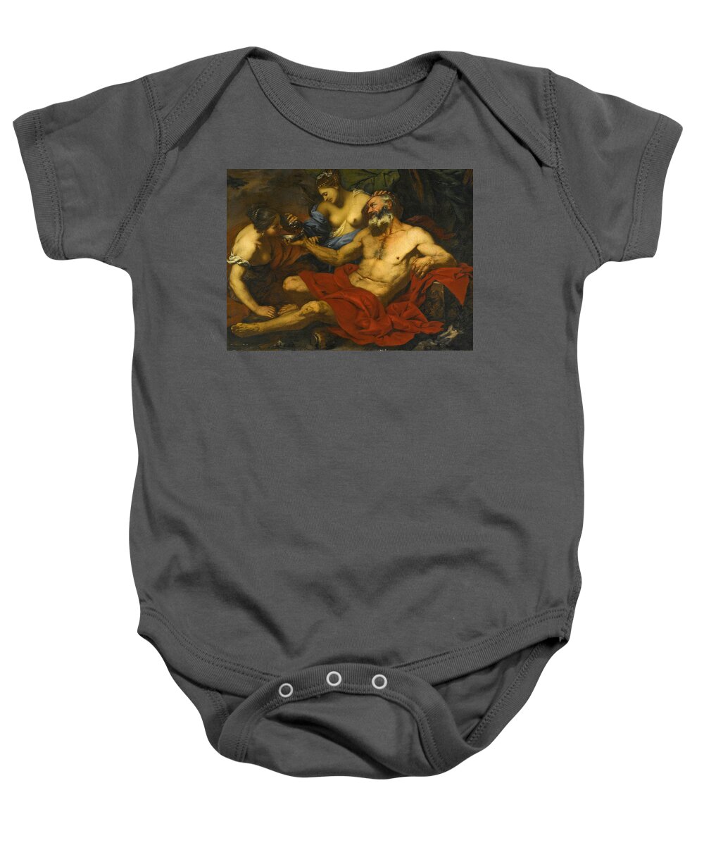 Giovanni Battista Langetti Baby Onesie featuring the painting Lot and his daughters by Giovanni Battista Langetti