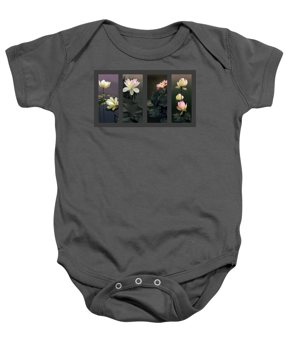 Lotus Baby Onesie featuring the photograph Lotus Collection by Jessica Jenney