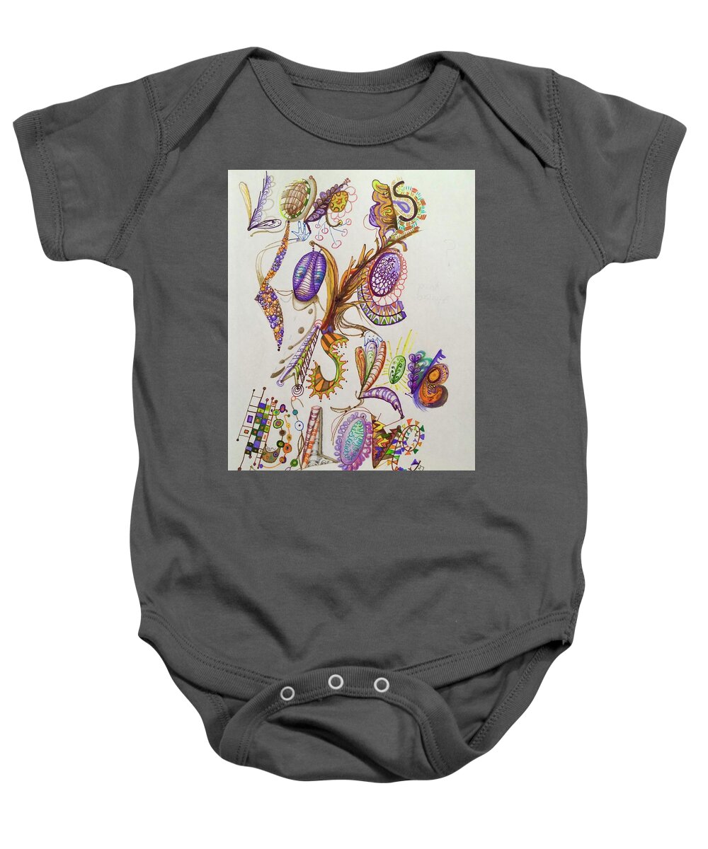 Lettering Baby Onesie featuring the drawing Love Is by Suzanne Udell Levinger