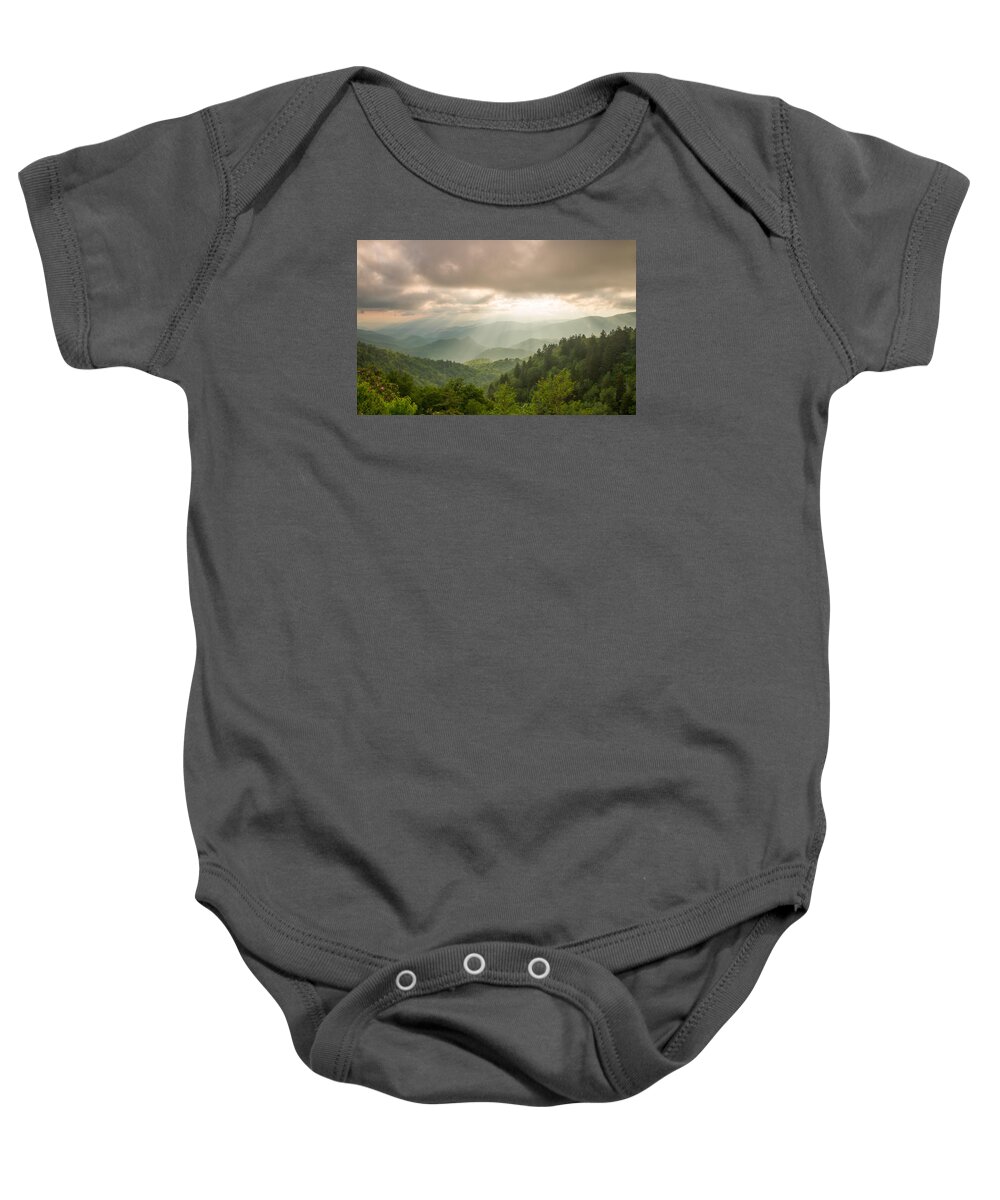 Great Smoky Mountains National Park Baby Onesie featuring the photograph Sunbeams - Great Smoky Mountains National Park by Doug McPherson