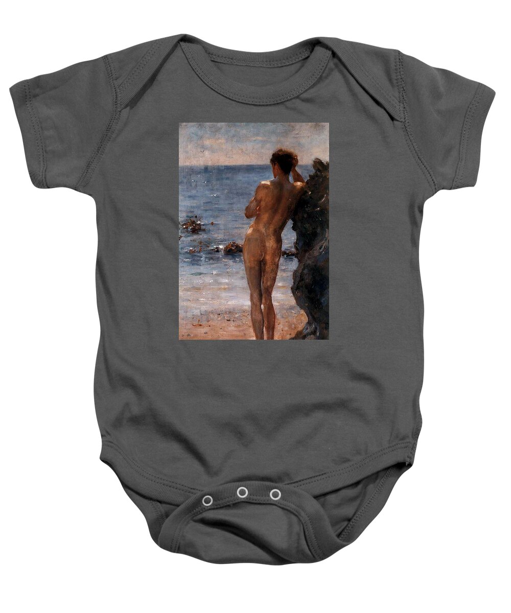 Lover Baby Onesie featuring the painting Lover of the Sun by Henry Scott Tuke