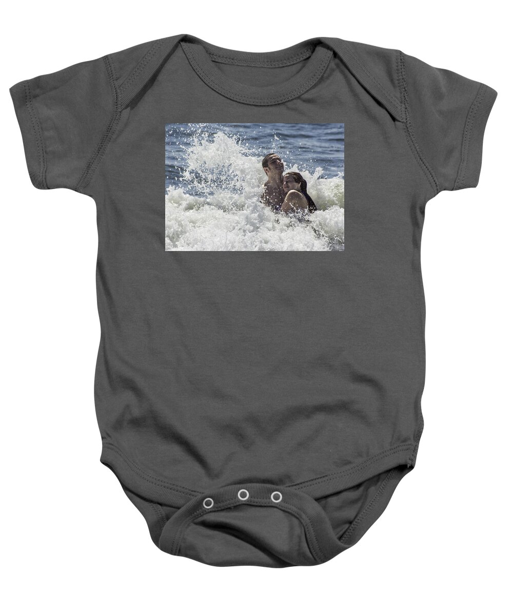 Original Baby Onesie featuring the photograph Lovers in the Surf by WAZgriffin Digital