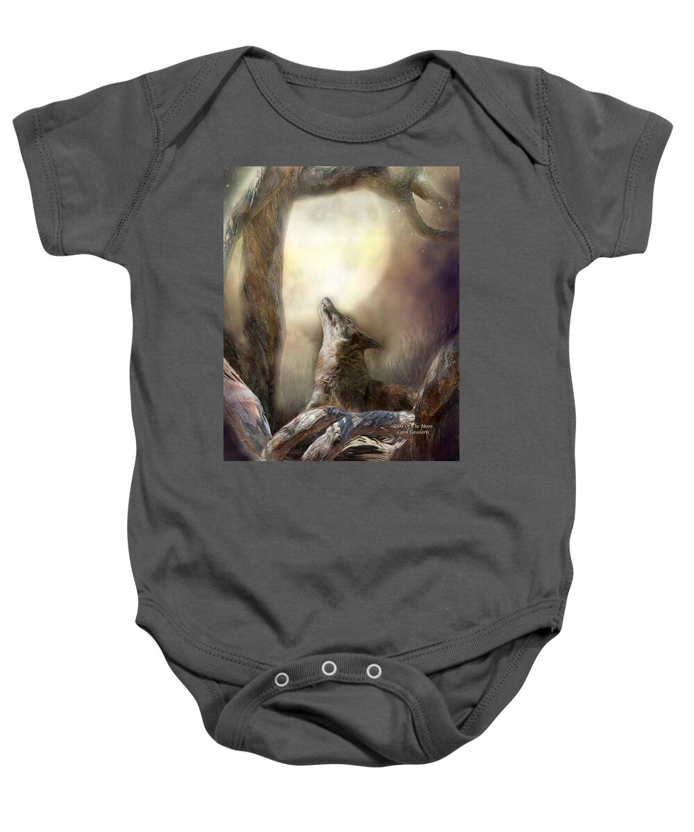 Wolf Baby Onesie featuring the photograph Lure Of The Moon by Carol Cavalaris