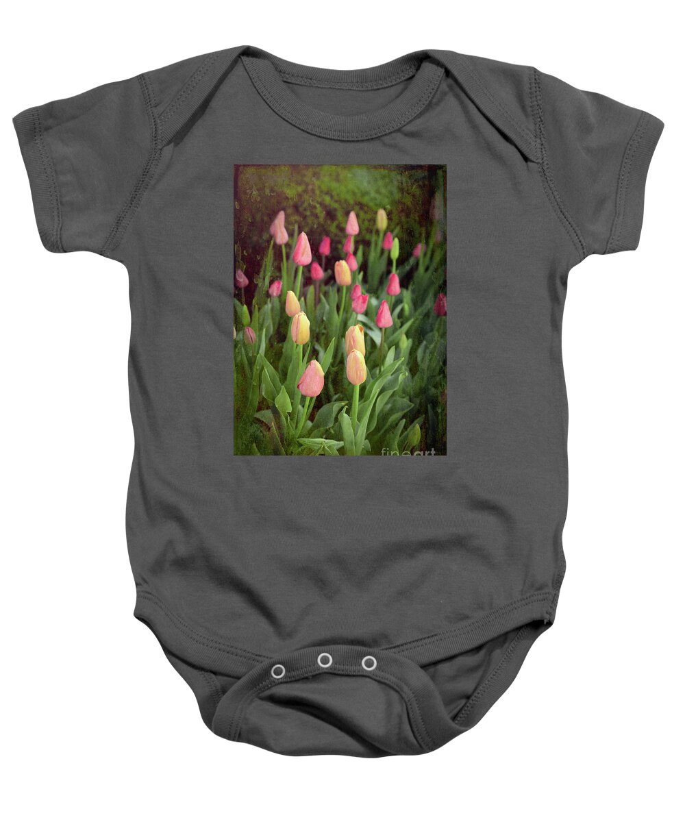 Tulip Baby Onesie featuring the photograph Tulips Starting to Bloom by Lynn Sprowl
